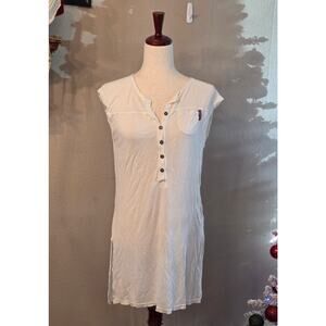 Hard Tail Women's White Tunic Top SZ Large Y2K Shift Dress